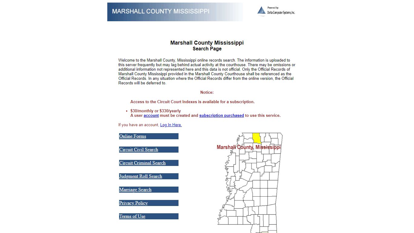 Marshall County Mississippi - Delta Computer Systems